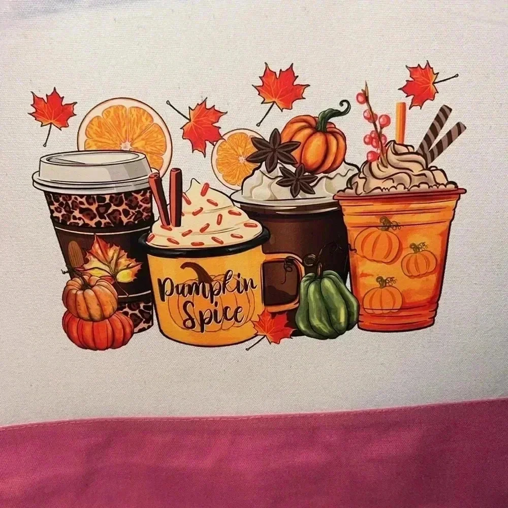 “Pumpkin Spice/Coffee” / Fall Canvas Tote Bag - Fall/Autumn Design